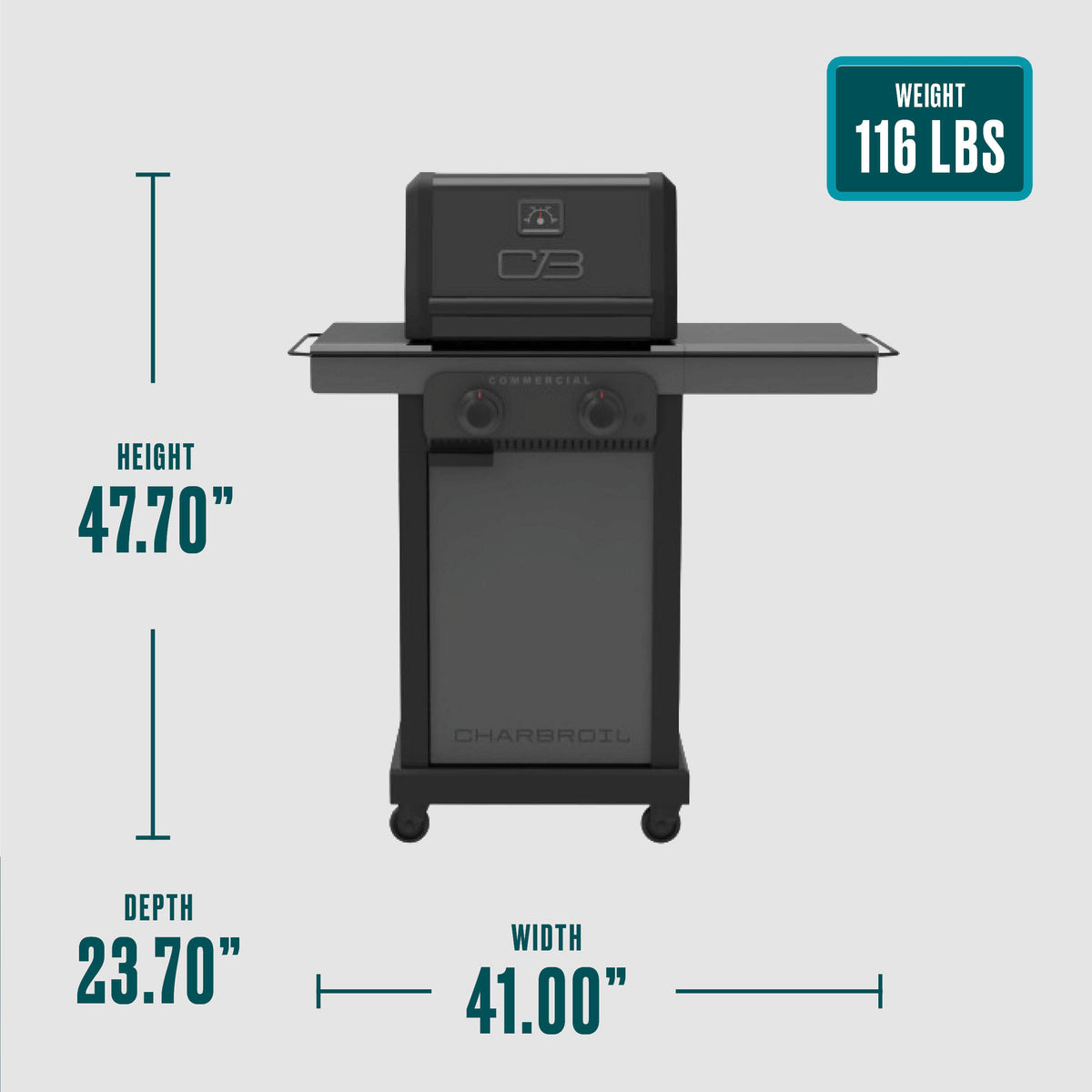 Char-Broil Commercial Series 2 Burner Gas Grill & Griddle (Black)