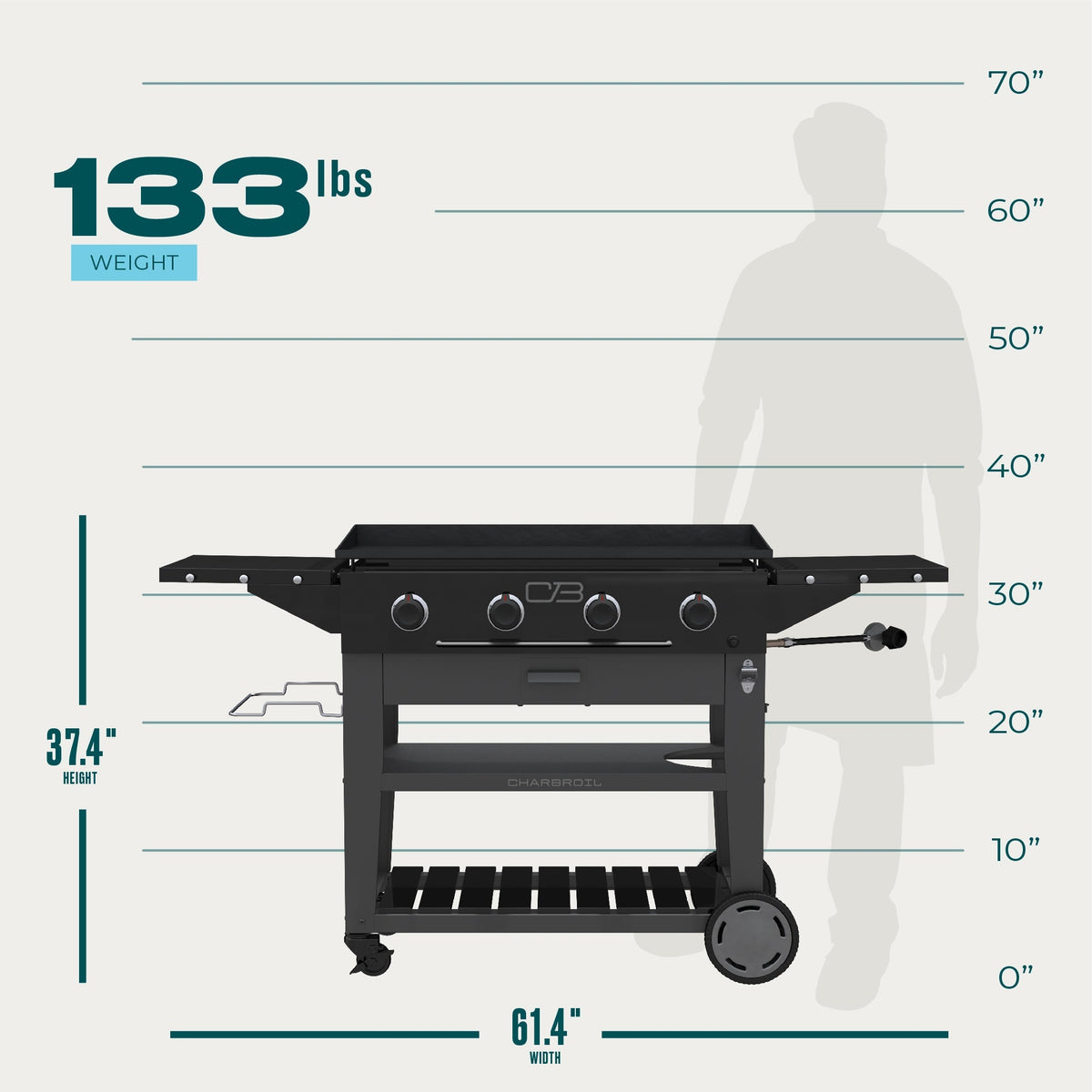 Char-Broil Performance Series 4-Burner Gas Griddle, Cart, Black