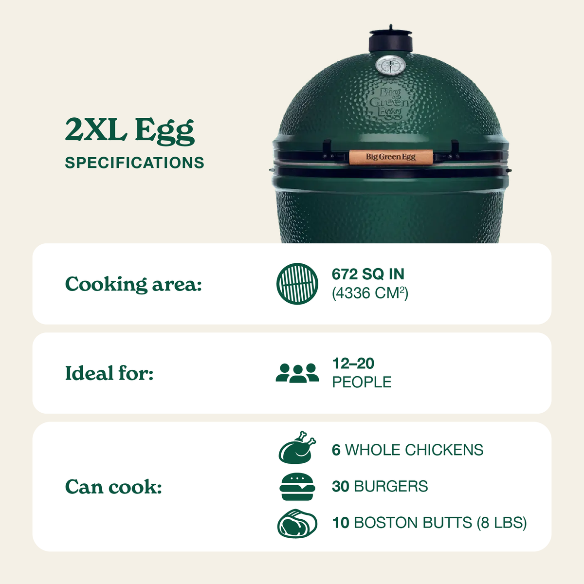Big Green Egg 2XL Ceramic Kamado Grill in an intEGGrated Nest+Handler Package