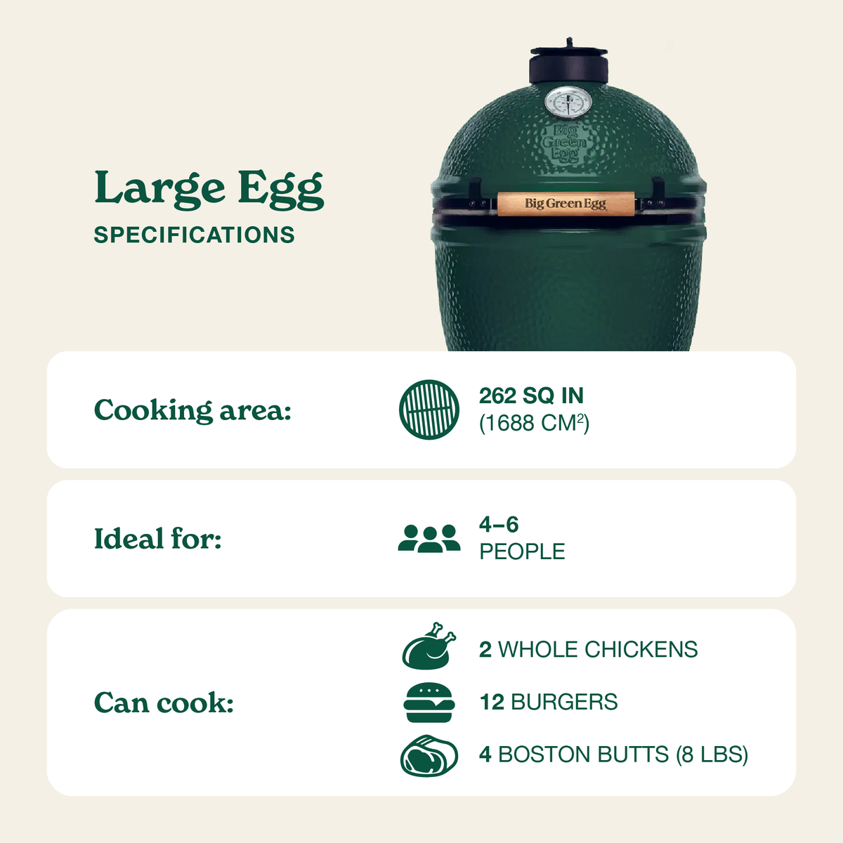 Big Green Egg Large Ceramic Kamado Grill in Modular Nest Package