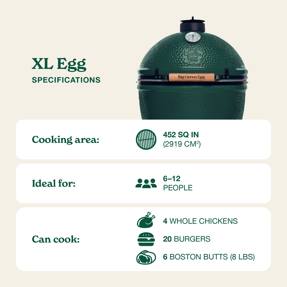 Big Green Egg XL Ceramic Kamado Grill in an intEGGrated Nest+Handler Package