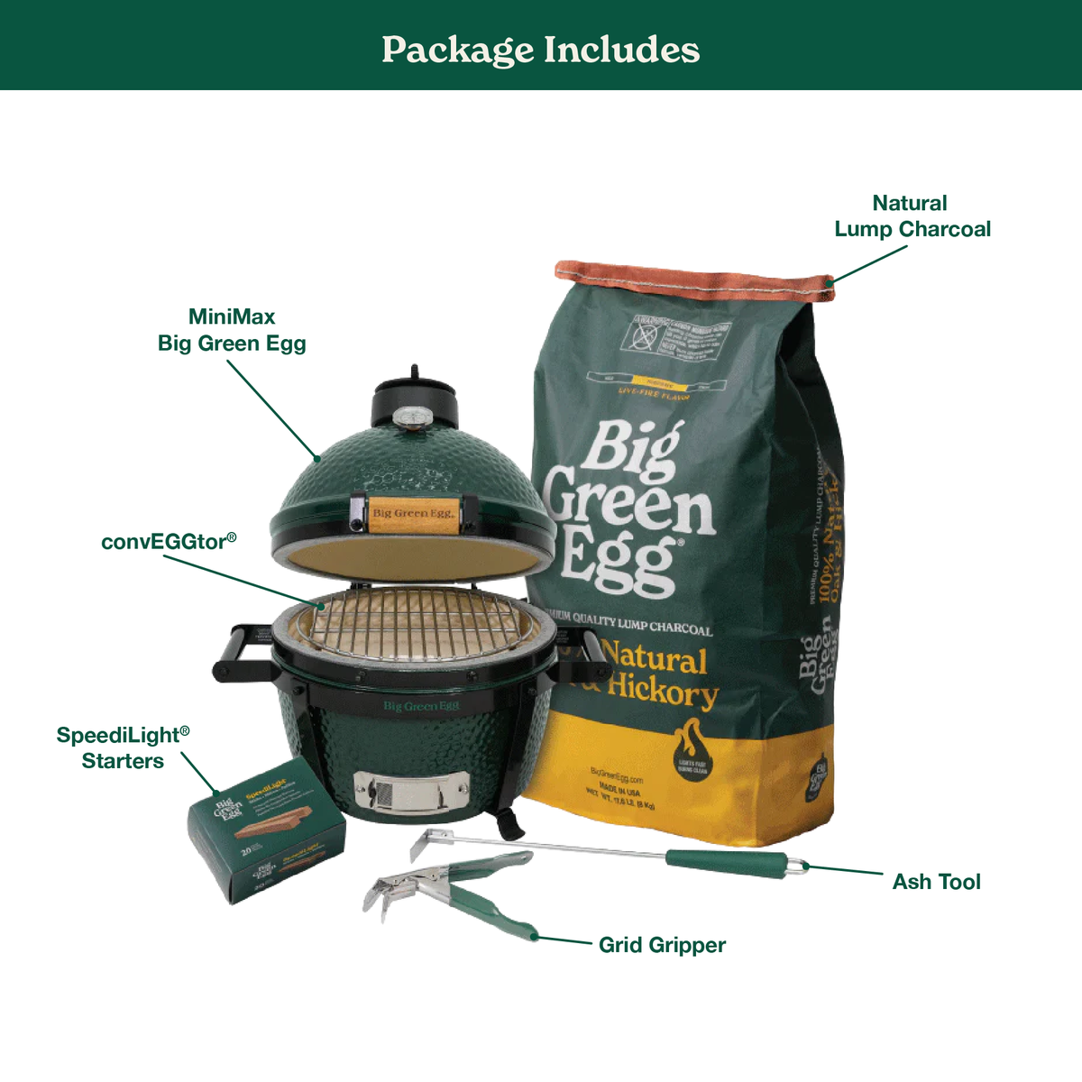 Big Green Egg MiniMax Ceramic Kamado Grill Package