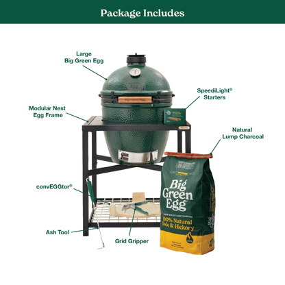 Big Green Egg Large Ceramic Kamado Grill in Modular Nest Package