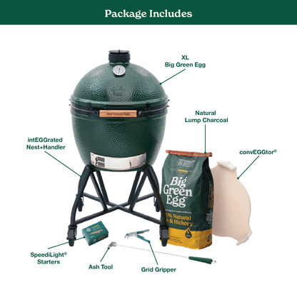 Big Green Egg XL Ceramic Kamado Grill in an intEGGrated Nest+Handler Package