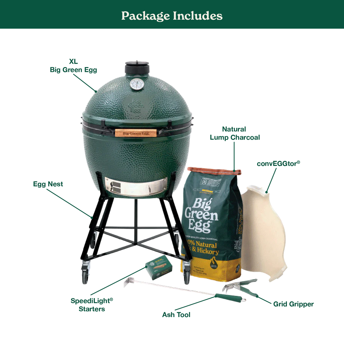 Big Green Egg XL Ceramic Kamado Grill in Nest Package