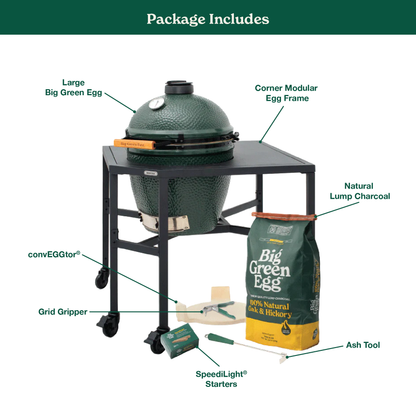 Big Green Egg Large Ceramic Kamado Grill in a Corner Modular Package
