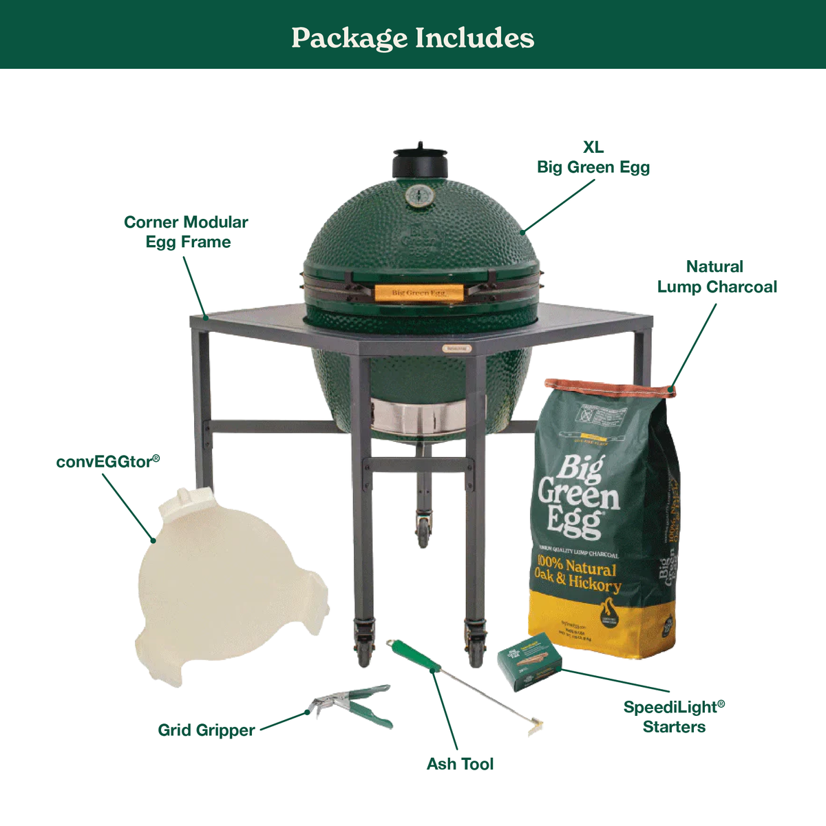 Big Green Egg XL Ceramic Kamado Grill in a Corner Modular Package