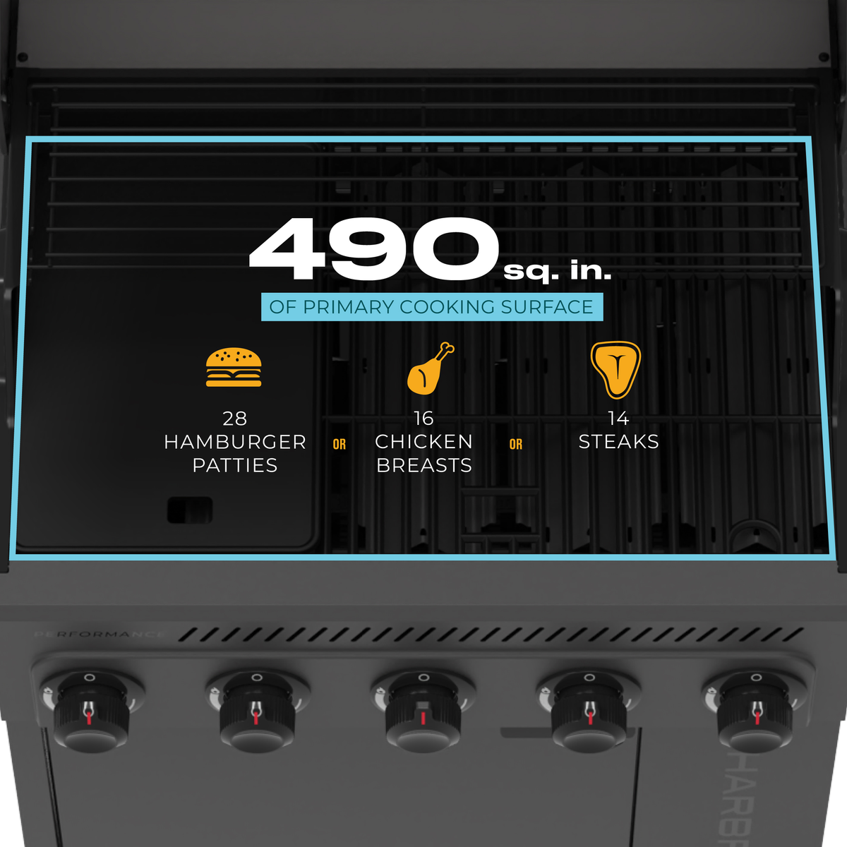 Char-Broil Performance Series FlavorMax 5-Burner Gas Grill & Griddle, Cabinet with Side Burner, Gray