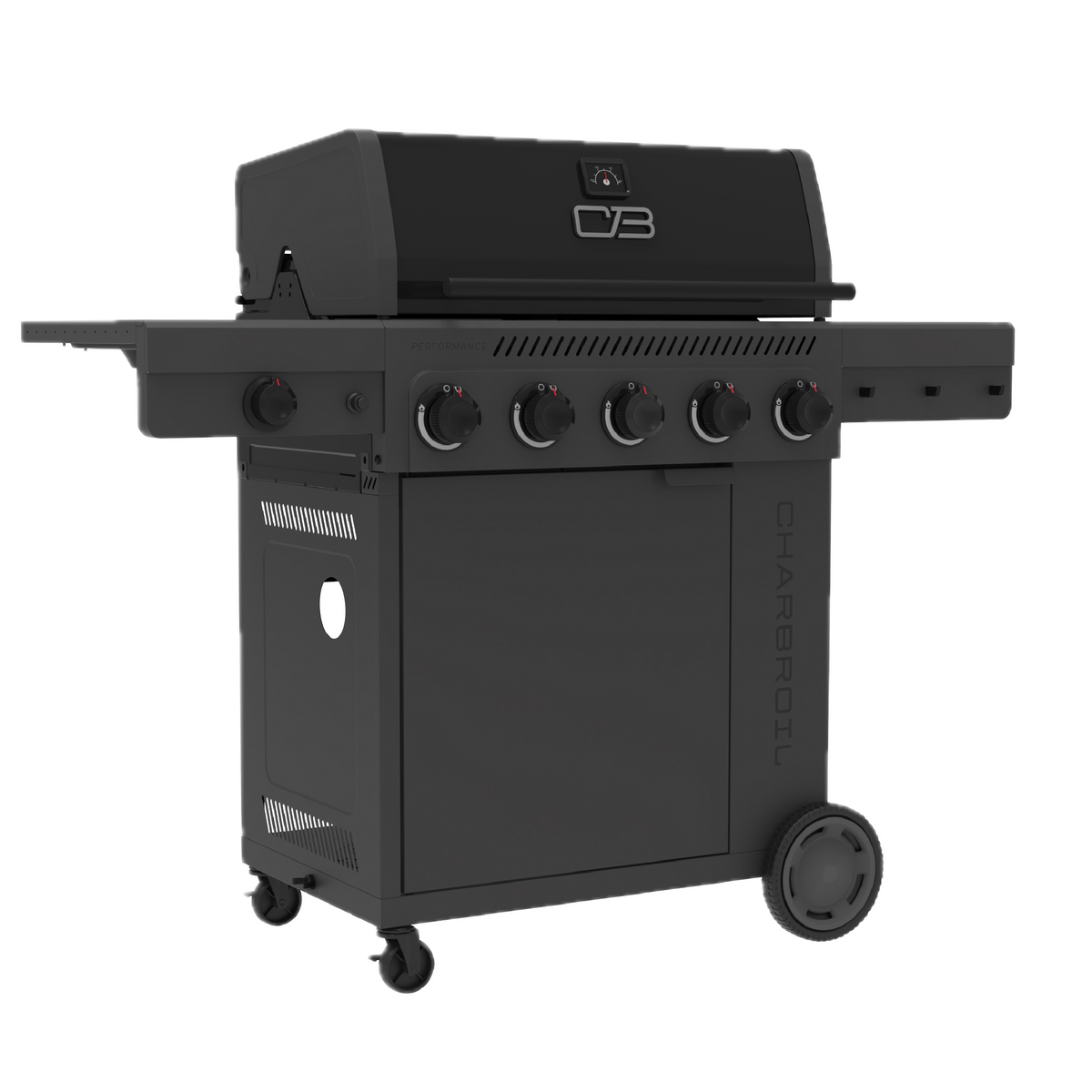 Char-Broil Performance Series FlavorMax 5-Burner Gas Grill & Griddle, Cabinet with Side Burner, Gray
