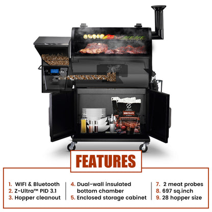 Z Grills 700D4E WiFi with Cabinet Pellet Grill