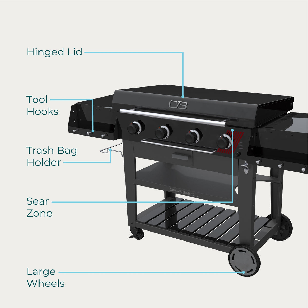 Char-Broil Performance Series 4-Burner Gas Griddle, Cart, Black