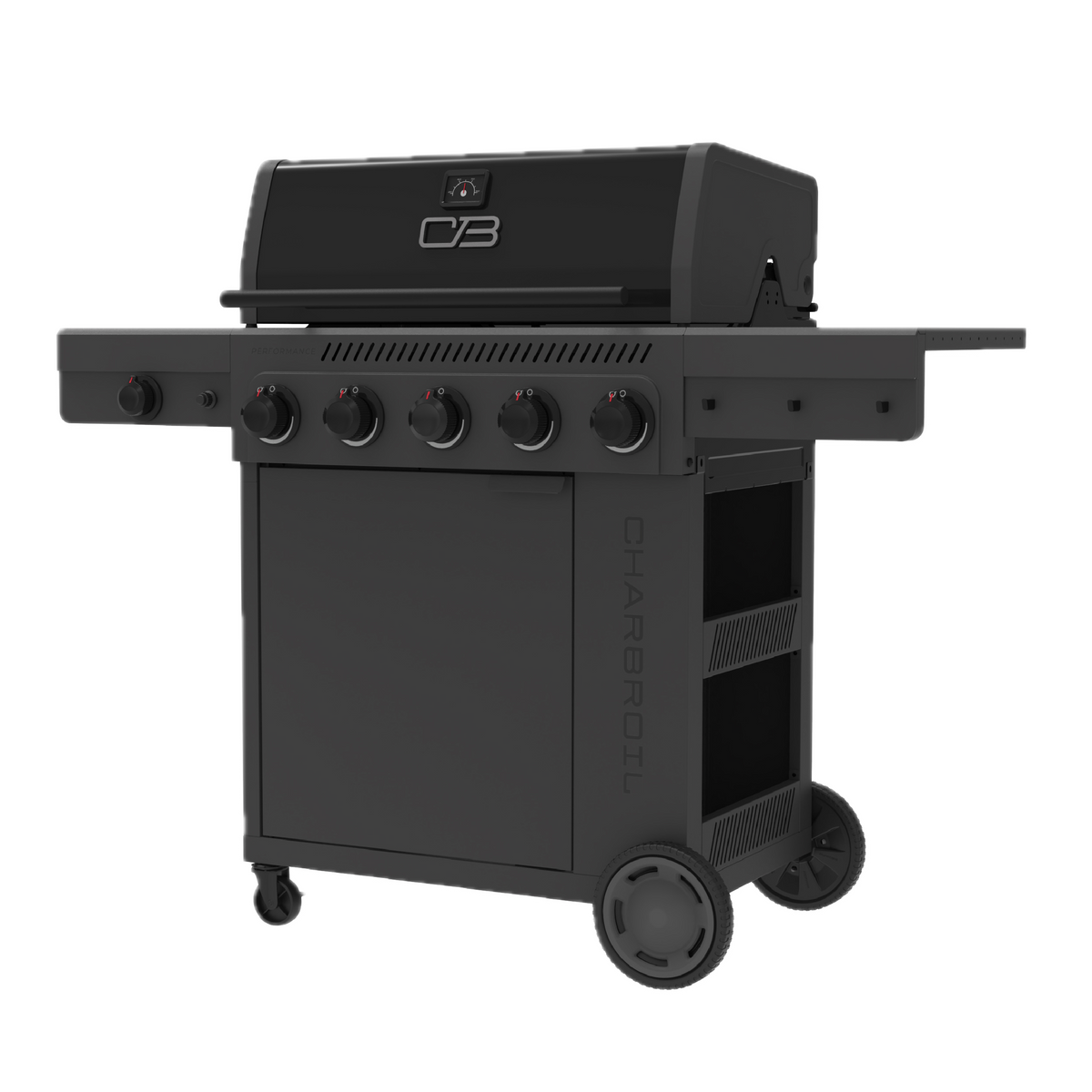Char-Broil Performance Series FlavorMax 5-Burner Gas Grill & Griddle, Cabinet with Side Burner, Gray