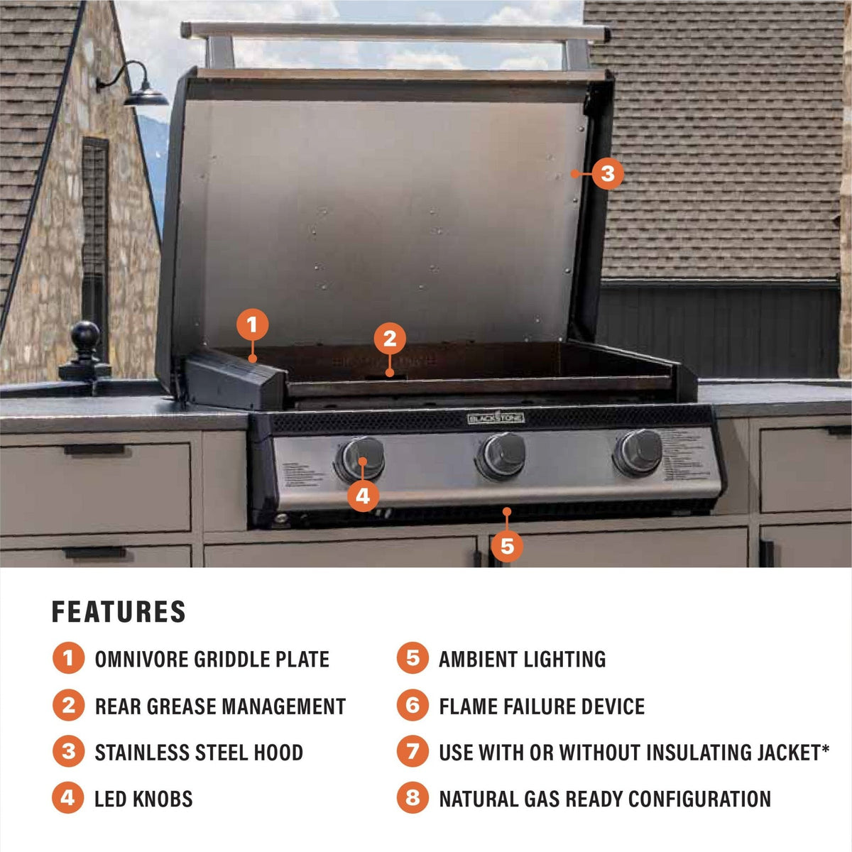 Blackstone 28" Built-in Griddle with Hood (Natural Gas)
