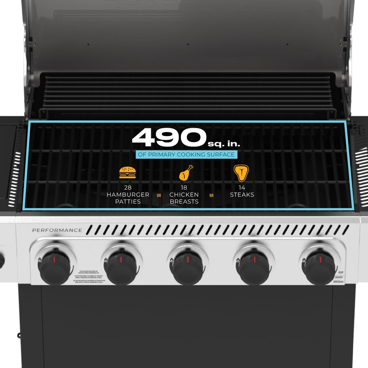 Char-Broil Performance Series 5-Burner Gas Grill, Cart with Side Burner, Black