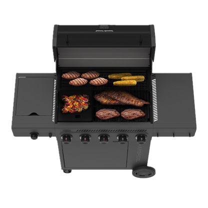 Char-Broil Performance Series FlavorMax 5-Burner Gas Grill & Griddle, Cabinet with Side Burner, Gray