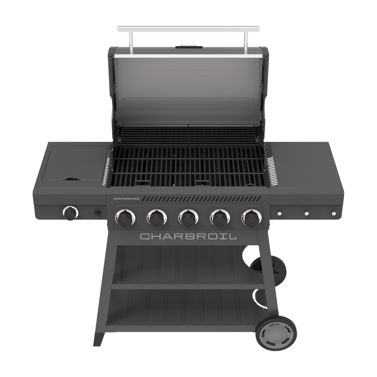 Char-Broil Performance Series FlavorMax 5-Burner Gas Grill, Cart with Side Burner, Gray