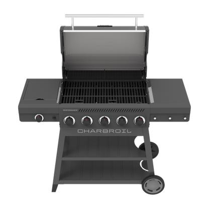 Char-Broil Performance Series FlavorMax 5-Burner Gas Grill, Cart with Side Burner, Gray