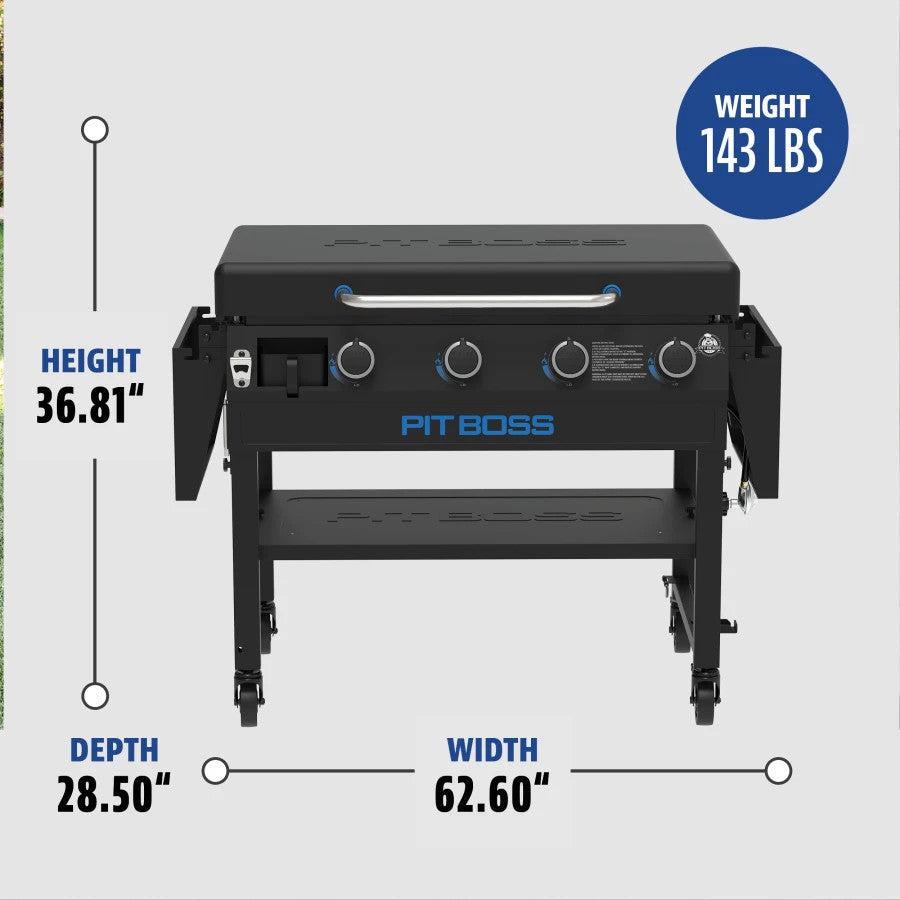 Pit Boss 4-Burner Deluxe Griddle With Side Shelves + Lid - PB4BGD1