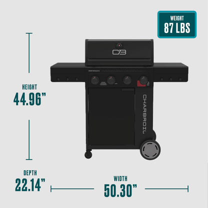 Char-Broil Performance Series FlavorMax 4-Burner Gas Grill, Cabinet with Sear Burner, Blackout