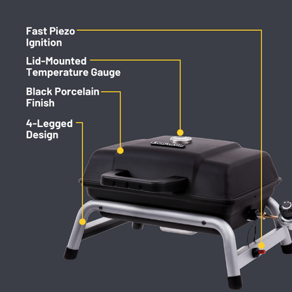 Char-Broil 1-Burner Portable Propane Gas Grill in Black