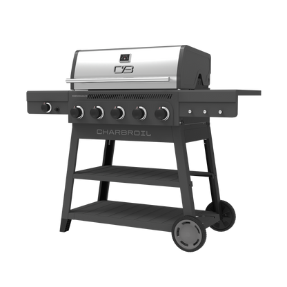 Char-Broil Performance Series FlavorMax 5-Burner Gas Grill, Cart with Side Burner, Gray