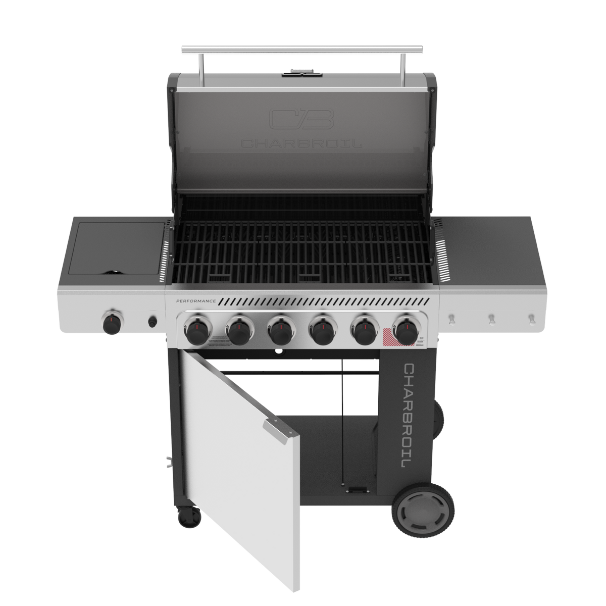 Char-Broil Performance Series FlavorMax 6-Burner Gas Grill, Cabinet with Side Burner, Gray