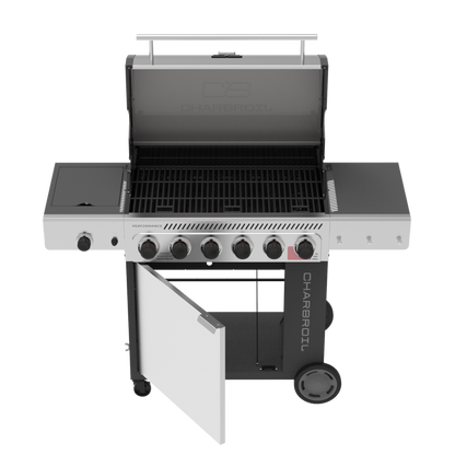 Char-Broil Performance Series FlavorMax 6-Burner Gas Grill, Cabinet with Side Burner, Gray