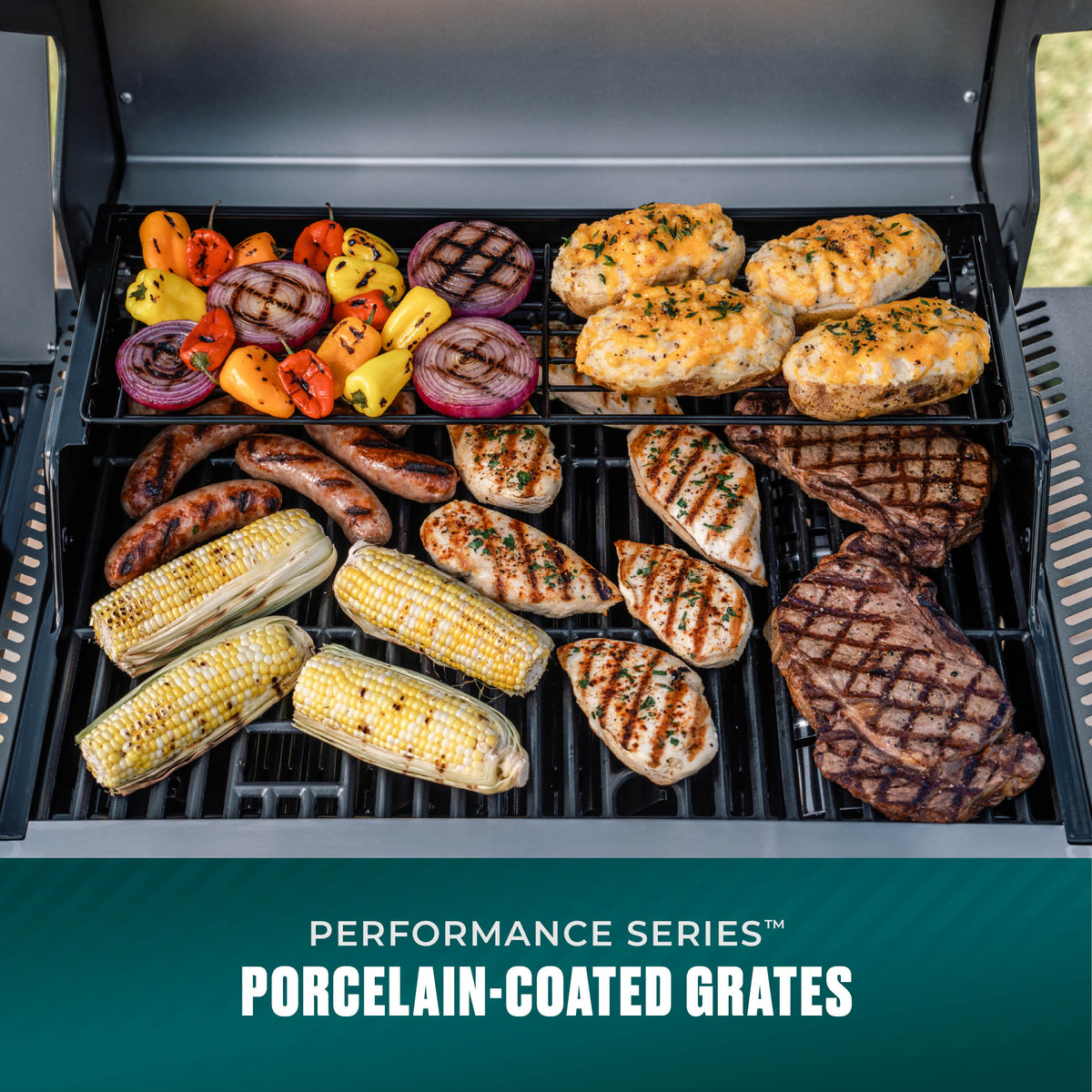 Char-Broil Performance Series FlavorMax 4-Burner Gas Grill, Cabinet with Side Burner, Gray