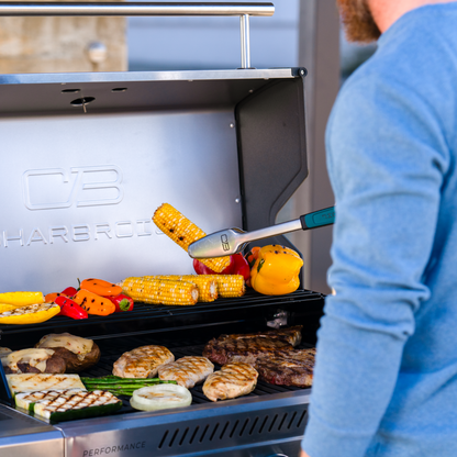 Char-Broil Performance Series FlavorMax 5-Burner Gas Grill, Cart with Side Burner, Gray