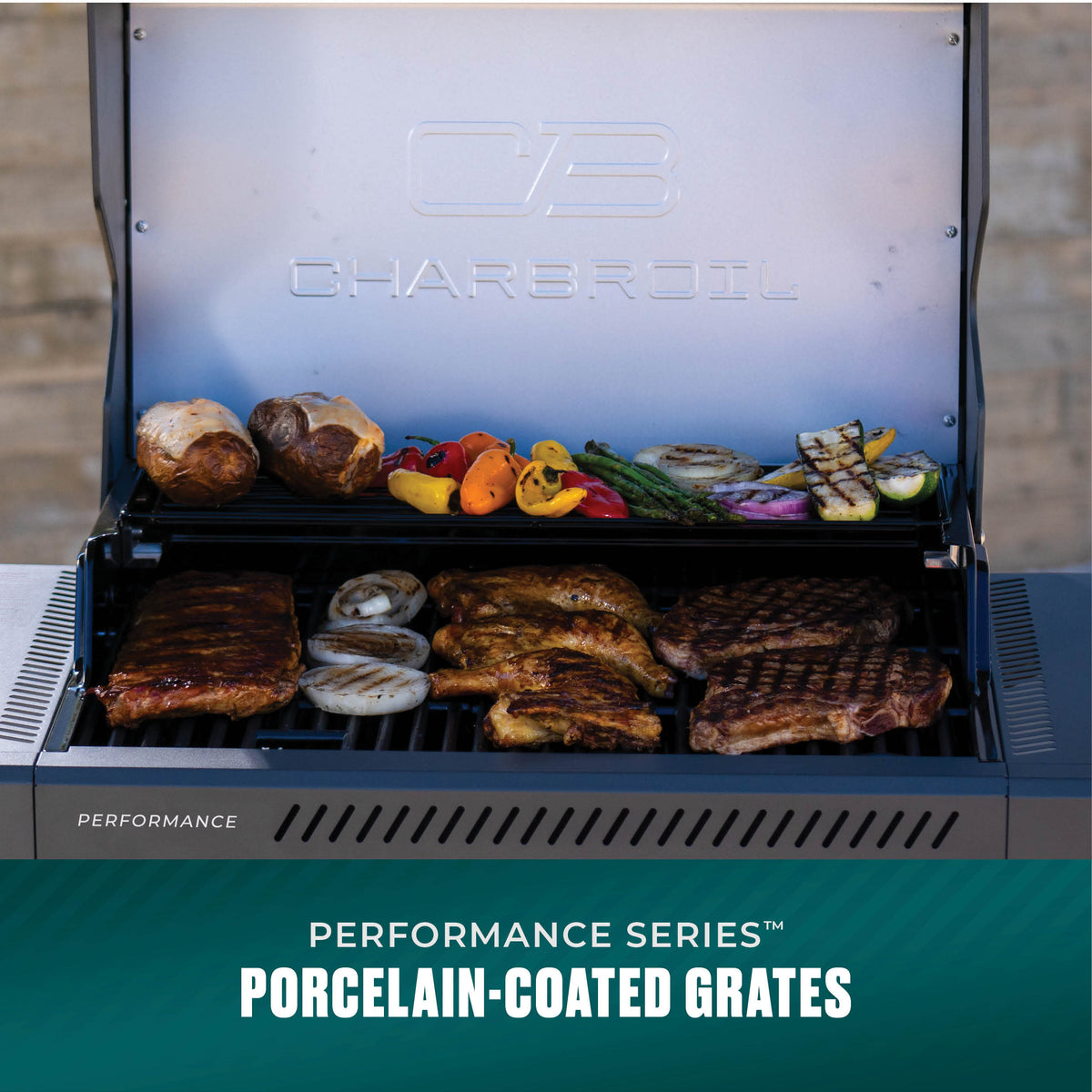 Char-Broil Performance Series 4-Burner Gas Grill with FlavorMax (Cart, Gray)