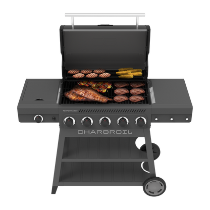 Char-Broil Performance Series FlavorMax 5-Burner Gas Grill, Cart with Side Burner, Gray