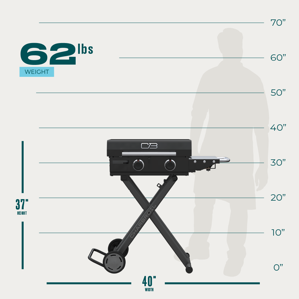 Char-Broil Performance Series 2-Burner Gas Griddle, Cart, Black