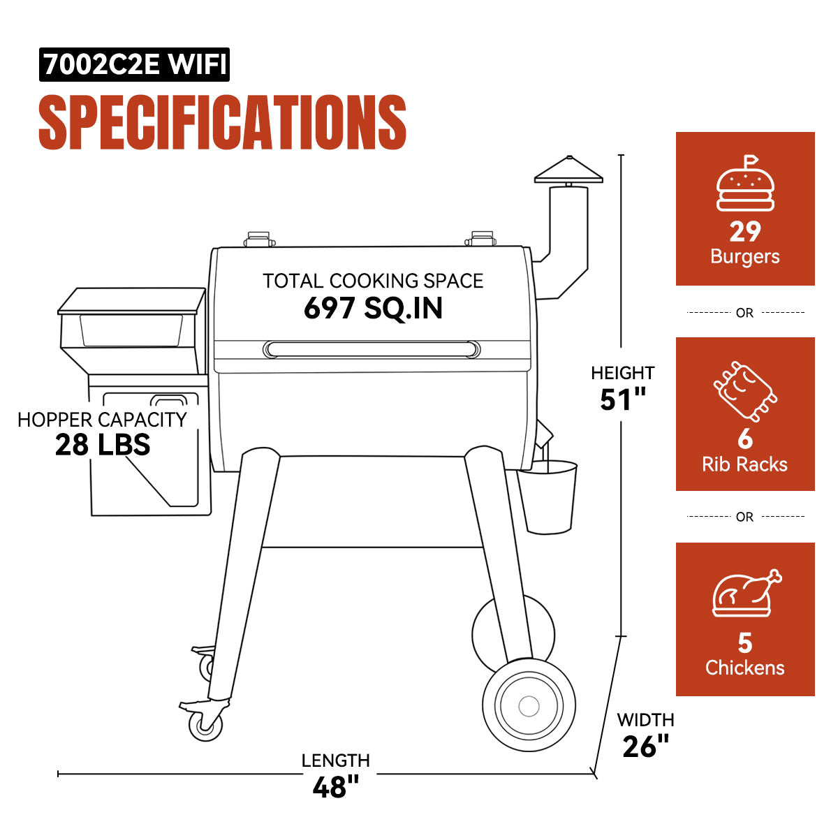 Z Grills 7002C2E WiFi - Stainless Steel Pellet Grill