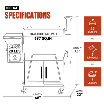 Z Grills 700D4E WiFi with Cabinet Pellet Grill