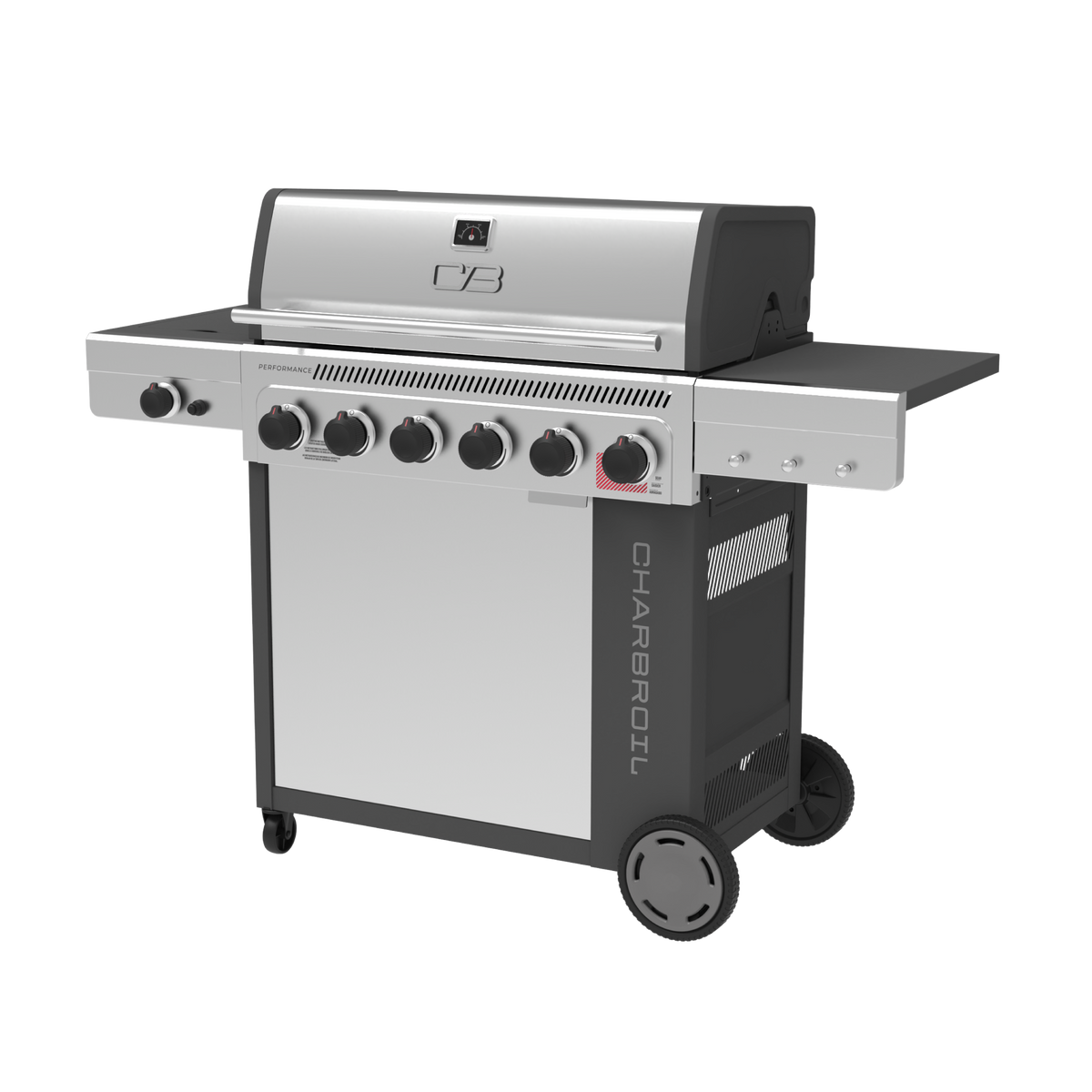 Char-Broil Performance Series FlavorMax 6-Burner Gas Grill, Cabinet with Side Burner, Gray