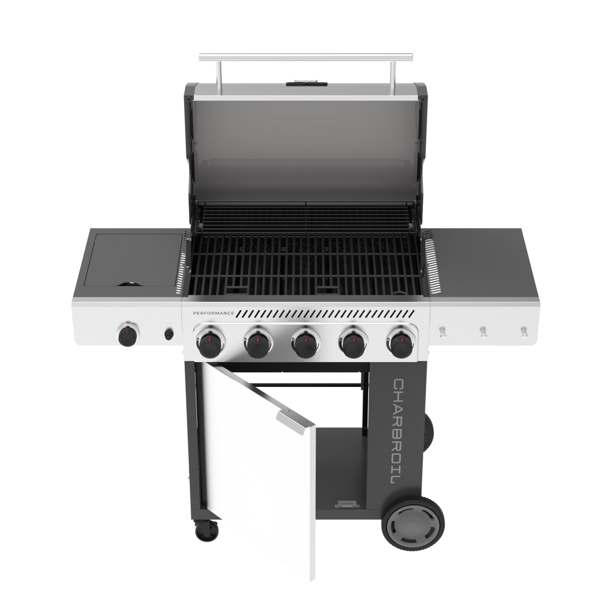 Char-Broil Performance Series FlavorMax 5-Burner Gas Grill, Cabinet with Side Burner, Gray