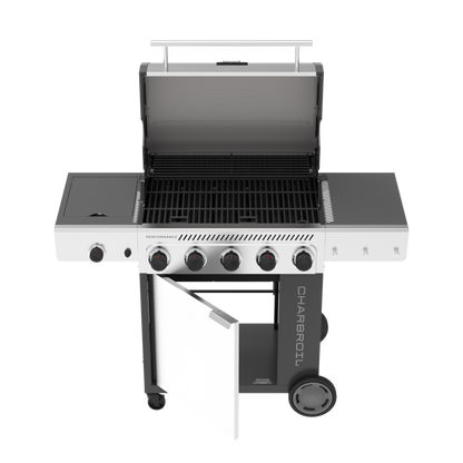 Char-Broil Performance Series FlavorMax 5-Burner Gas Grill, Cabinet with Side Burner, Gray