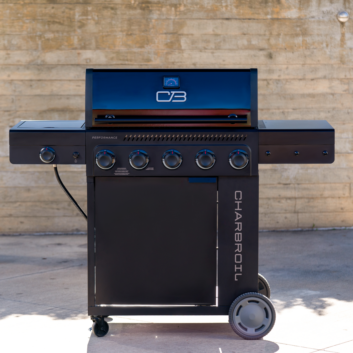 Char-Broil Performance Series FlavorMax 5-Burner Gas Grill, Cabinet with Side Burner, Blackout