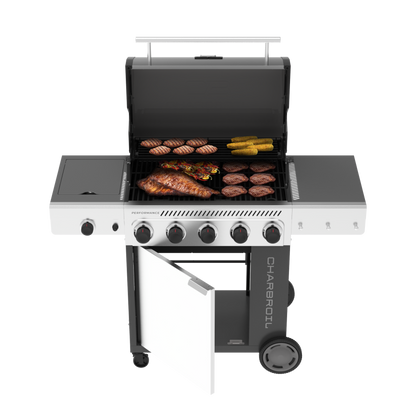 Char-Broil Performance Series FlavorMax 5-Burner Gas Grill, Cabinet with Side Burner, Gray