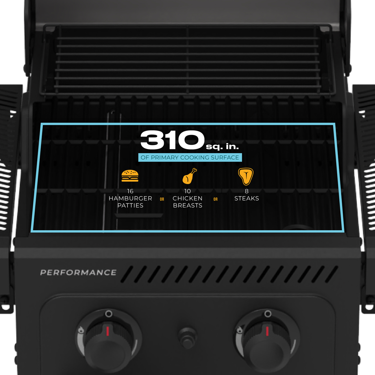 Char-Broil Performance Series FlavorMax 2-Burner Gas Grill, Cabinet, Black