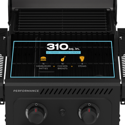 Char-Broil Performance Series FlavorMax 2-Burner Gas Grill, Cabinet, Black