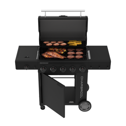 Char-Broil Performance Series FlavorMax 5-Burner Gas Grill, Cabinet with Side Burner, Blackout