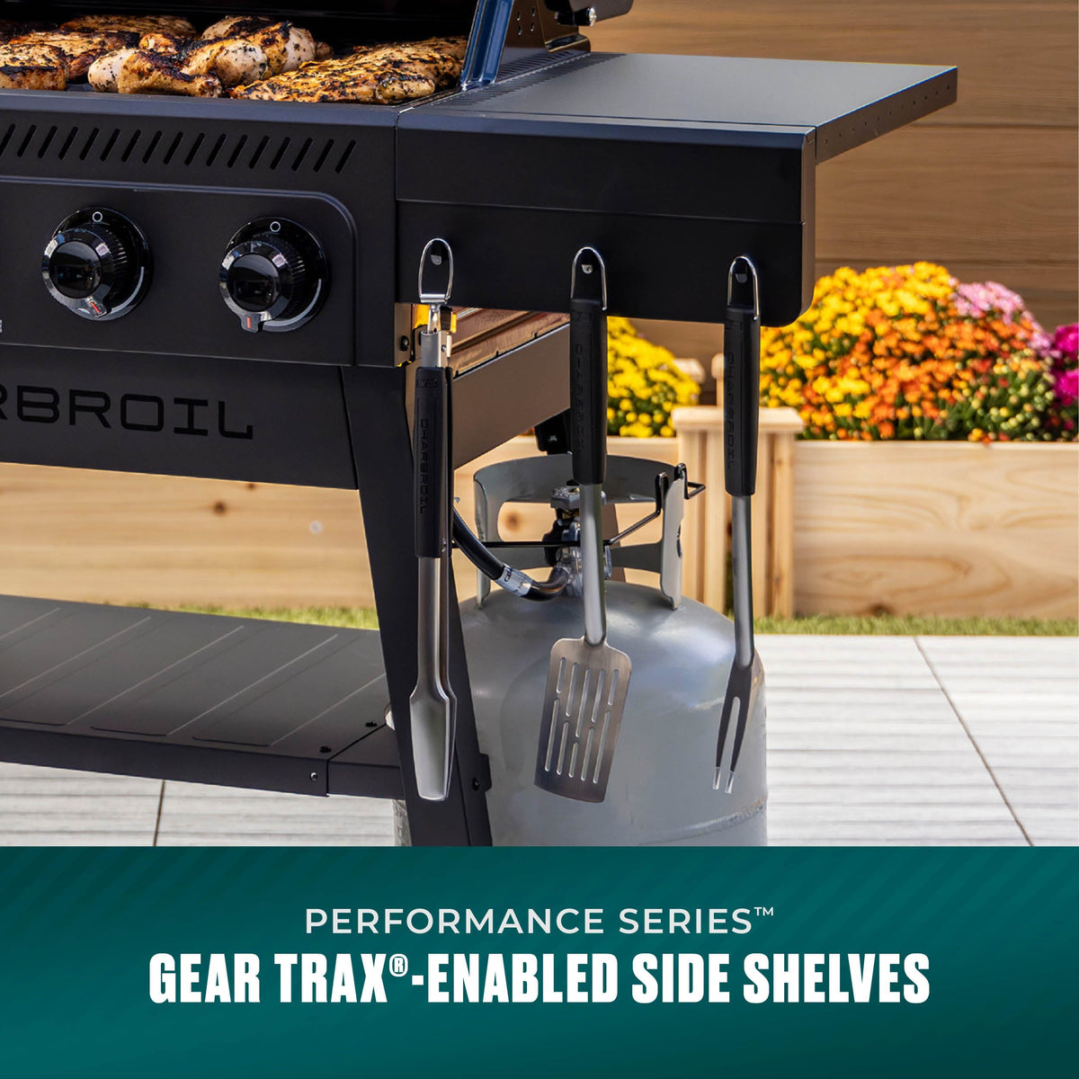 Char-Broil Performance Series FlavorMax 4-Burner Gas Grill, Cart with Side Burner, Gray