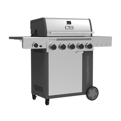 Char-Broil Performance Series FlavorMax 5-Burner Gas Grill, Cabinet with Side Burner, Gray