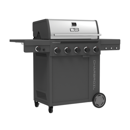 Char-Broil Performance Series FlavorMax 5-Burner Gas Grill, Cabinet with Side Burner, Gray
