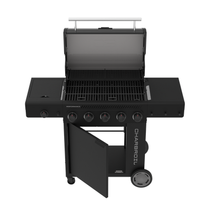 Char-Broil Performance Series FlavorMax 5-Burner Gas Grill, Cabinet with Side Burner, Blackout