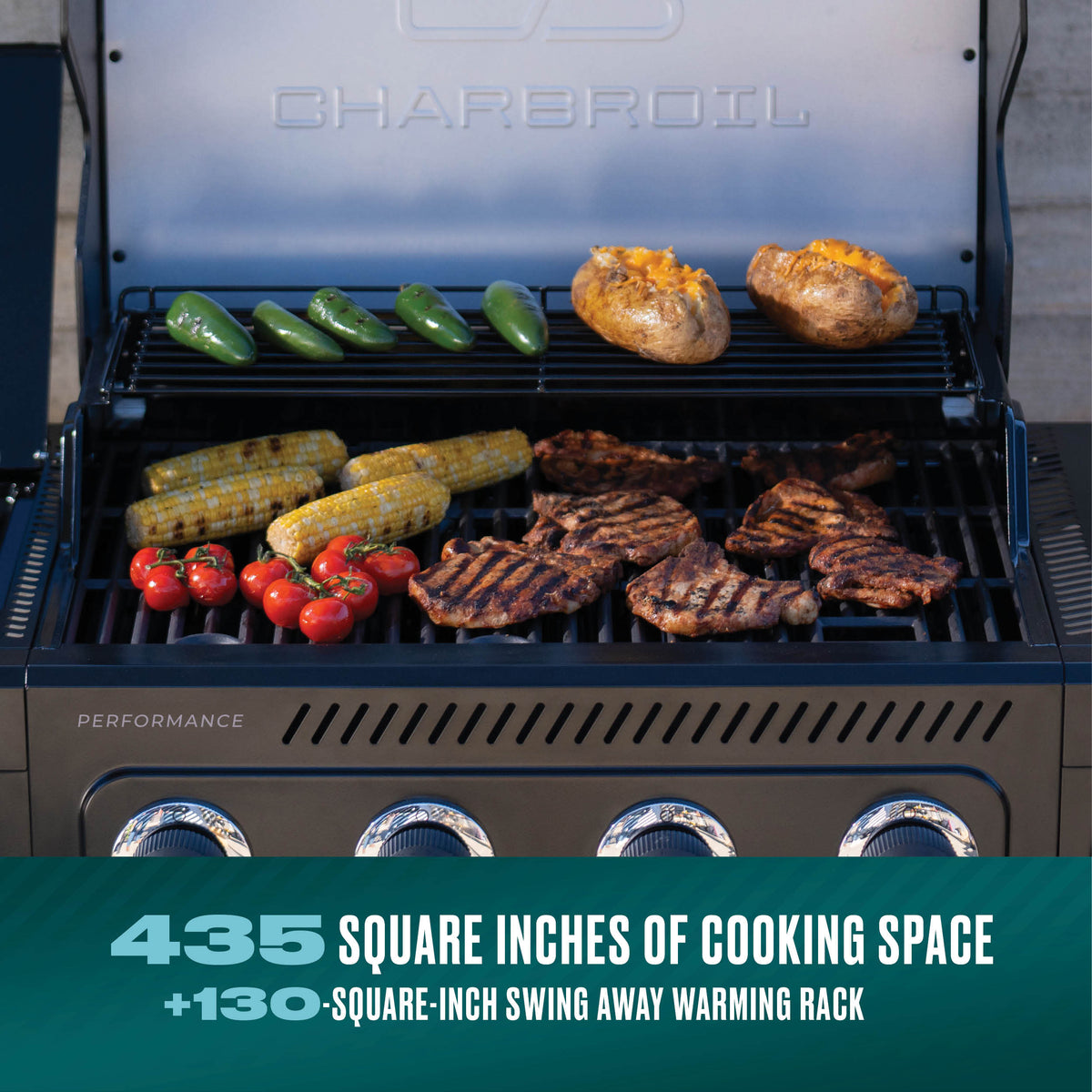 Char-Broil Performance Series FlavorMax 4-Burner Gas Grill, Cabinet with Side Burner, Black