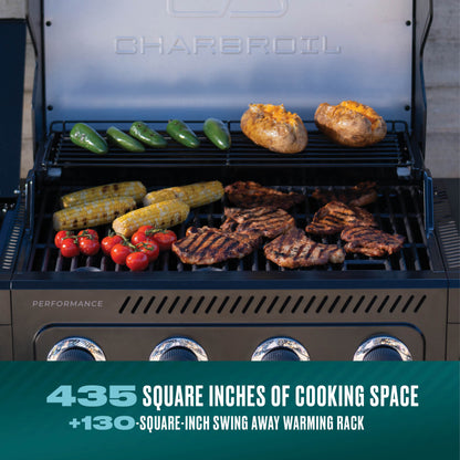 Char-Broil Performance Series FlavorMax 4-Burner Gas Grill, Cabinet with Side Burner, Black