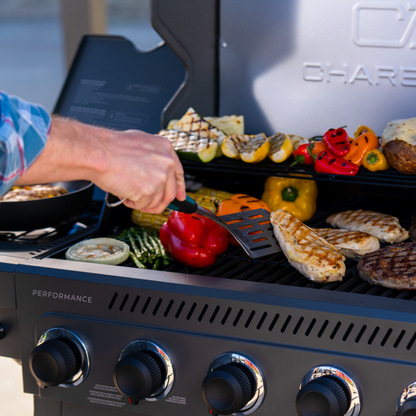 Char-Broil Performance Series FlavorMax 5-Burner Gas Grill, Cart with Side Burner, Gray