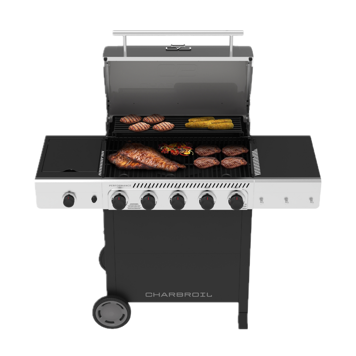 Char-Broil Performance Series 5-Burner Gas Grill, Cart with Side Burner, Black